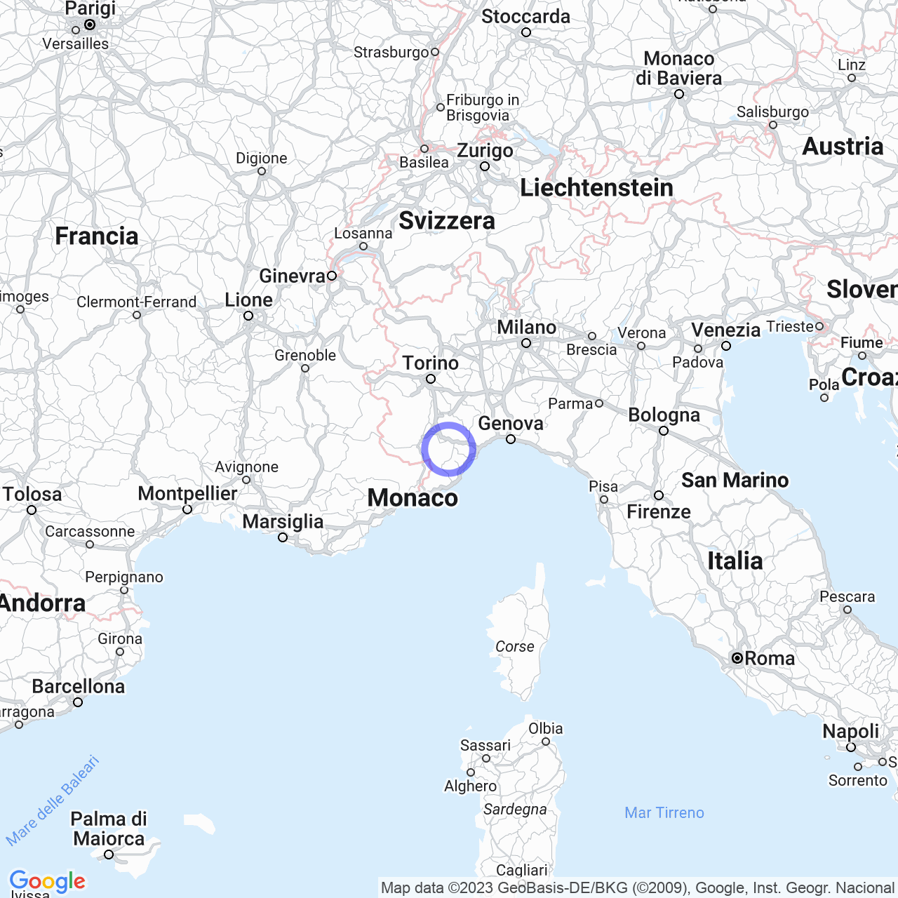 Mappa di Riviera in Viola