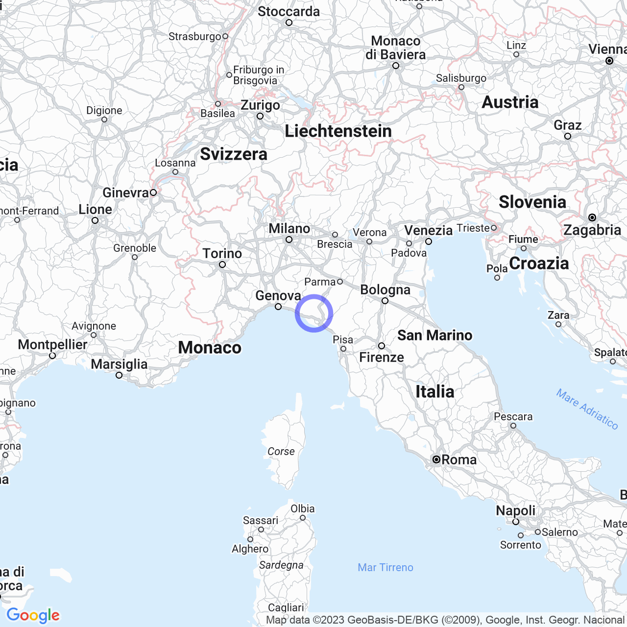 Mappa di Debbio in Zignago