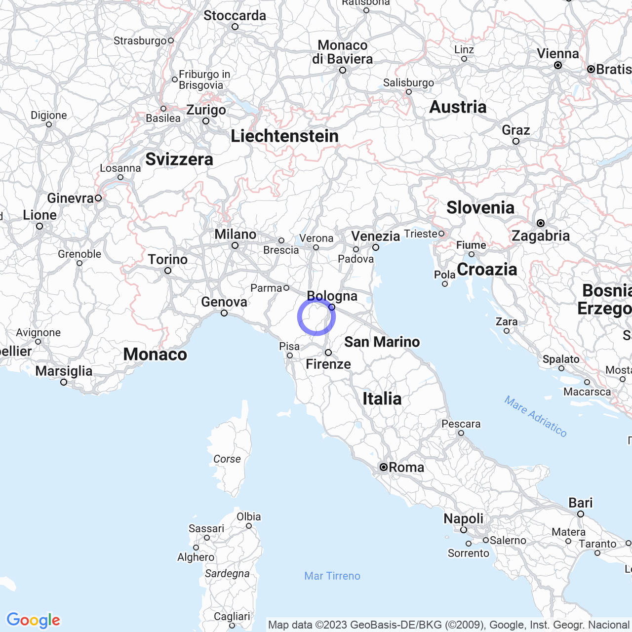 Mappa di Missano in Zocca