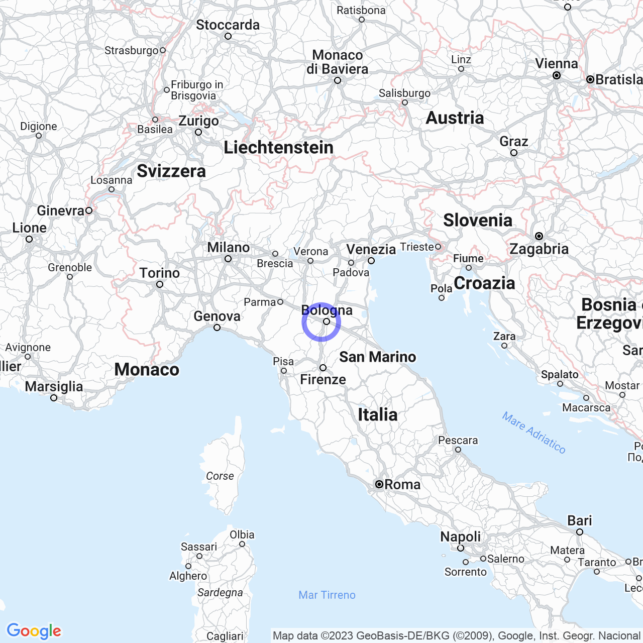 Mappa di Villa Negroni in Zola Predosa